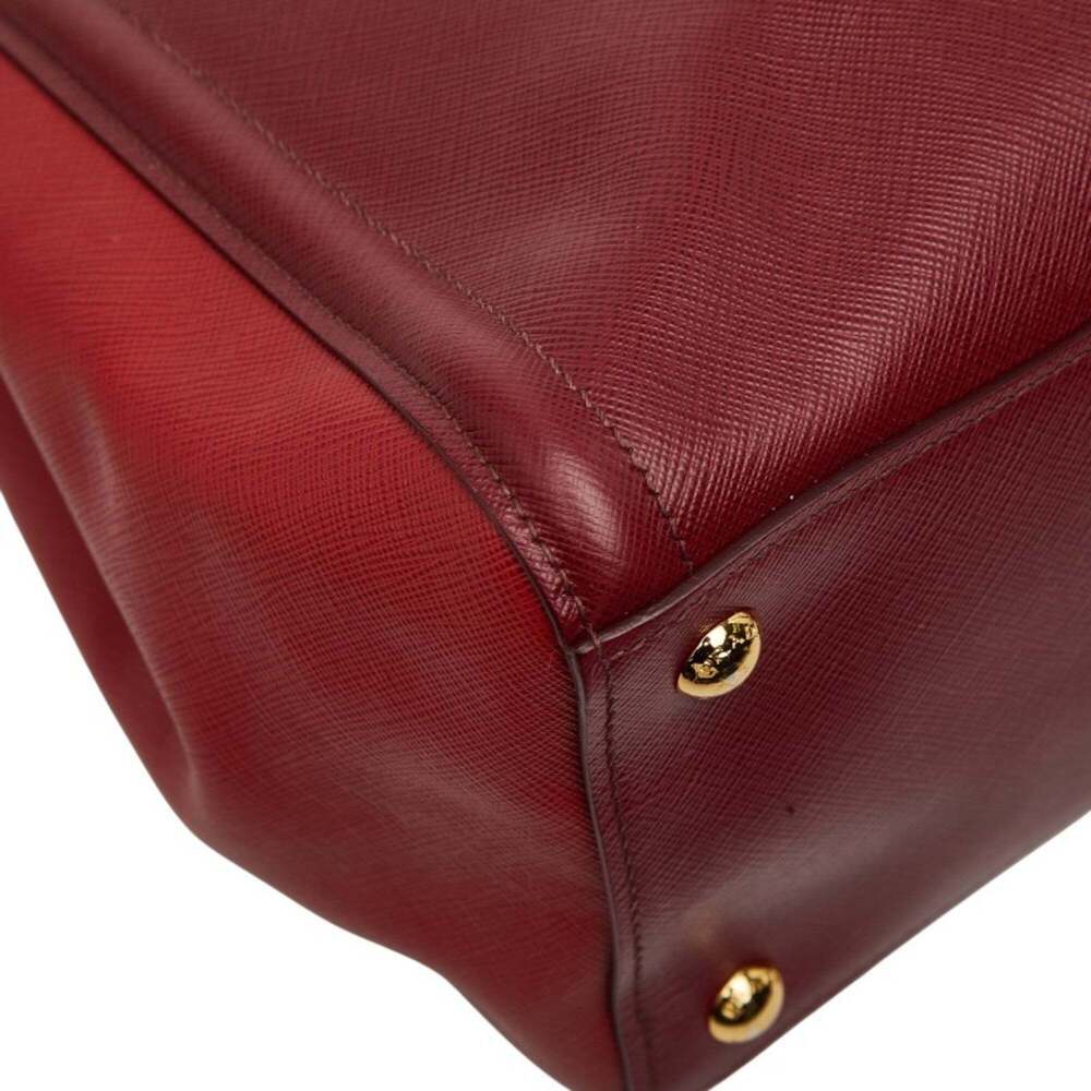 Prada Triangle Logo Plate Handbag/Shoulder Bag, 2-Way, Red Saffiano Leather, ... - Picture 5 of 13